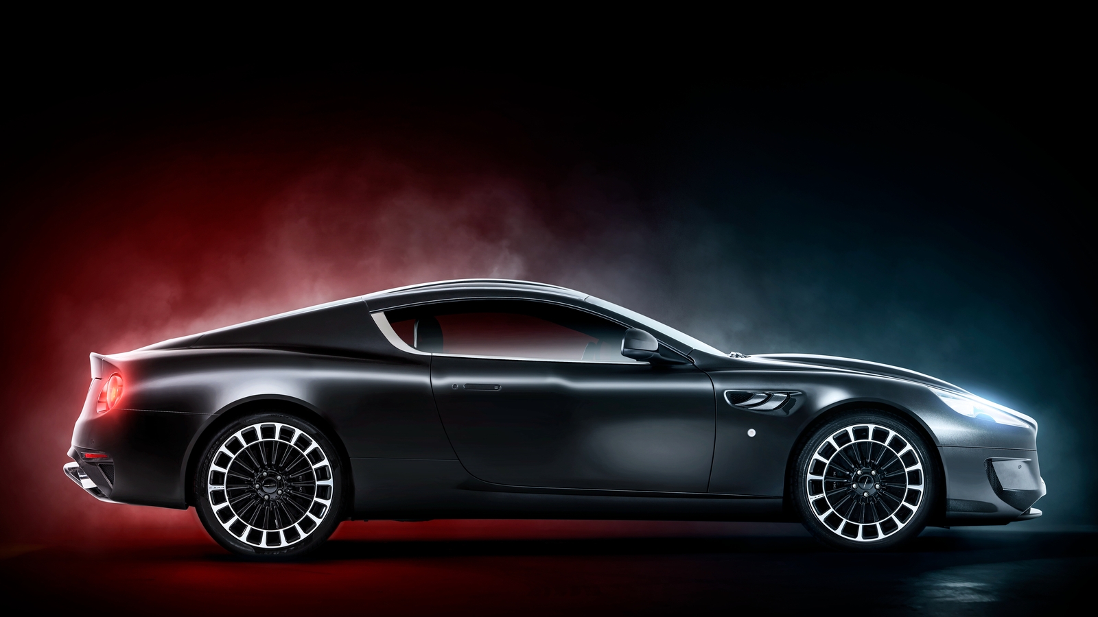 Image: Car, smoke, supercar, black, wheels, Aston Martin