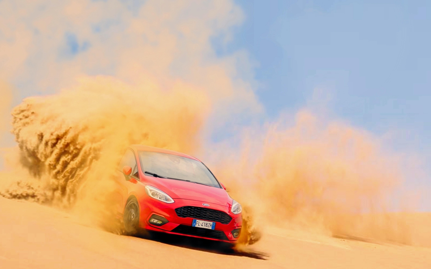 Картинка: Ford, автомобиль, песок, пыль, дрифт, буксы, дымка
