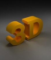 Картинка: 3D, буква, цифра, жёлтый, серый фон, тень, затенение