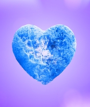 Картинка: Сердце, голубое, объёмное, сиреневый, лиловый, цвет, фон