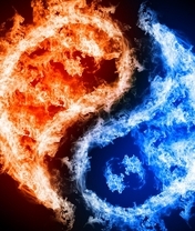 Image: Yin and Yang, good and evil, fire, flame