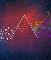 Картинка: Треугольник, углы, бабочки, цветочки, звёзды, краски
