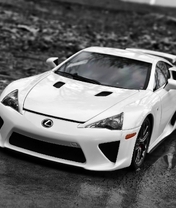 Картинка: Lexus, LFA, белый, суперкар, дорога, мокрый асфальт