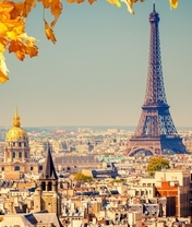 Image: Paris, France, Eiffel tower, buildings, houses, sky, autumn, leaves