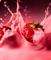 Image: Strawberries, berries, yogurt, splash, red, pink