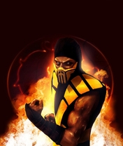 Image: Scorpion, ninja, Mortal Kombat, fire, stand