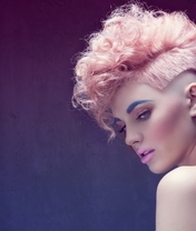 Image: Girl, face, eyebrows, makeup, pink hair, haircut