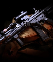 Картинка: Автомат, винтовка, штурмовая, лежит, прицел, M4