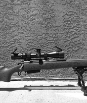 Картинка: Снайперская, винтовка, подставка, Remington 700, оптический прицел, стена, текстура
