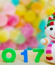 Image: New year, Christmas, snowman, date, numbers, hat, scarf, smile