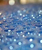 Картинка: Капли, голубые, дождь, блики