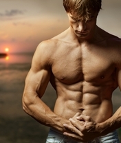 Image: Man, body, muscles, sunset