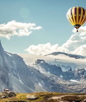 Image: Mountains, air, balloon, sky, clouds, height