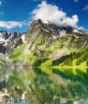 Image: Lake, mountains, grass