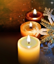 Картинка: новый год, свечи, праздник, снежинка