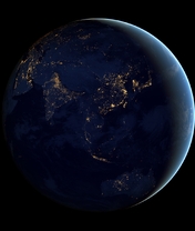 Картинка: Земля, планета, ночь, космос, огни, свет