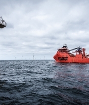 Image: Ship, work, technology, tower, sea, wind turbines