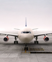 Image: Plane, Airbus, A340, passenger, wings, engines, playground, airport, fog