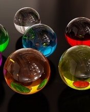 Картинка: Стеклянные шары, отражение, разноцветные, 3D