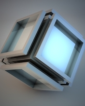 Image: Cube, window, corners, gray tone
