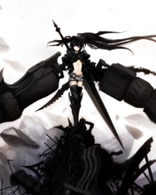 Картинка: Девушка, оружия, мечи, в чёрном, волосы, на горе, аниме, Black Rock Shooter