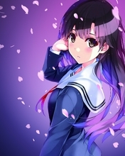 Картинка: Девушка, волосы, форма, лепестки, аниме, saenai heroine no sodatekata, Utaha Kasumigaoka, Утаха Касумигаока, anime