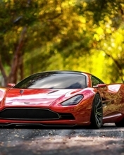 Image: Aston Martin, Aston Martin DBC, red, Park, trees, leaves, road