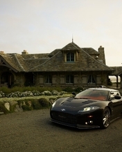 Image: The Spyker C8, Spyker, supercar, black, sports car, road, house