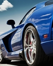 Картинка: Суперкар, Dodge Viper, колёса, дверь, дорога, небо, облака