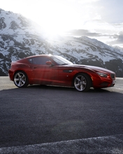 Картинка: BMW, Zagato, Coupe, красный, стоит, солнце, горы, облака, снег
