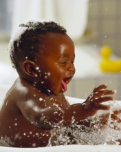 Image: Baby, boy, negro, water, spray, splashing, fun