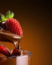 Картинка: Клубника, виктория, шоколад, десерт, сладкий