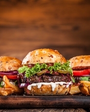Image: Hamburgers, burgers, cheeseburgers, board, sandwich, food, meal
