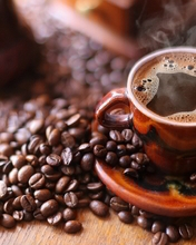 Image: Coffee, grain, mug, steam