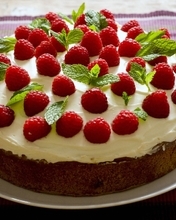 Image: Cake, pastries, berries, raspberry, cream, sweetness, mint