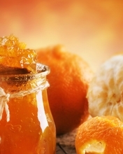 Картинка: Варенье, джем, апельсин, банка, ложка, кожура, оранжевый
