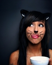 Image: Girl, cat, ears, drink, milk, cup, snout cats, cosplay