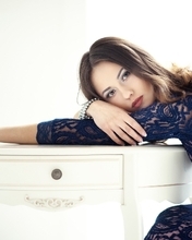 Image: Girl, Ekaterina Timokhina, model, lies, table, dress