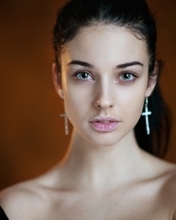 Image: Alla Berger, model, face, makeup, neck, shoulders, sight, lips, earrings, brunette, beautiful