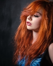 Image: Hair, piercings, style, girl, red, makeup