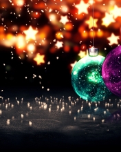 Image: New year, balls, toys, stars, flare, glitter