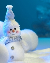 Image: Snowman, smile, buttons, scarf, hat, snow, snow globes, snowflakes, winter, New year