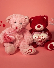 Картинка: Плюшевые мишки, игрушки, два, сердечки, любовь, День Святого Валентина