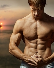 Картинка: Мужчина, парень, тело, мышцы, закат