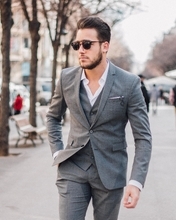 Image: Male, guy, unshaven, suit, glasses, street, sidewalk, goes