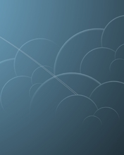 Картинка: Самолёт, облака, летит, след, голубой фон