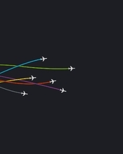 Image: Planes, color lines, black background