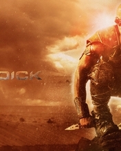 Image: Riddick, sitting, knife, landscape