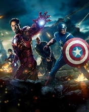 Картинка: Спергерои, Мстители, Avengers, Железный человек, Тор, Халк, Сокол, агенты щит, война, разрушения, битва