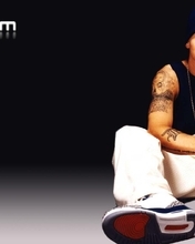 Картинка: Eminem, Эминем, музыкант, рэпер, пол, сидит, тату